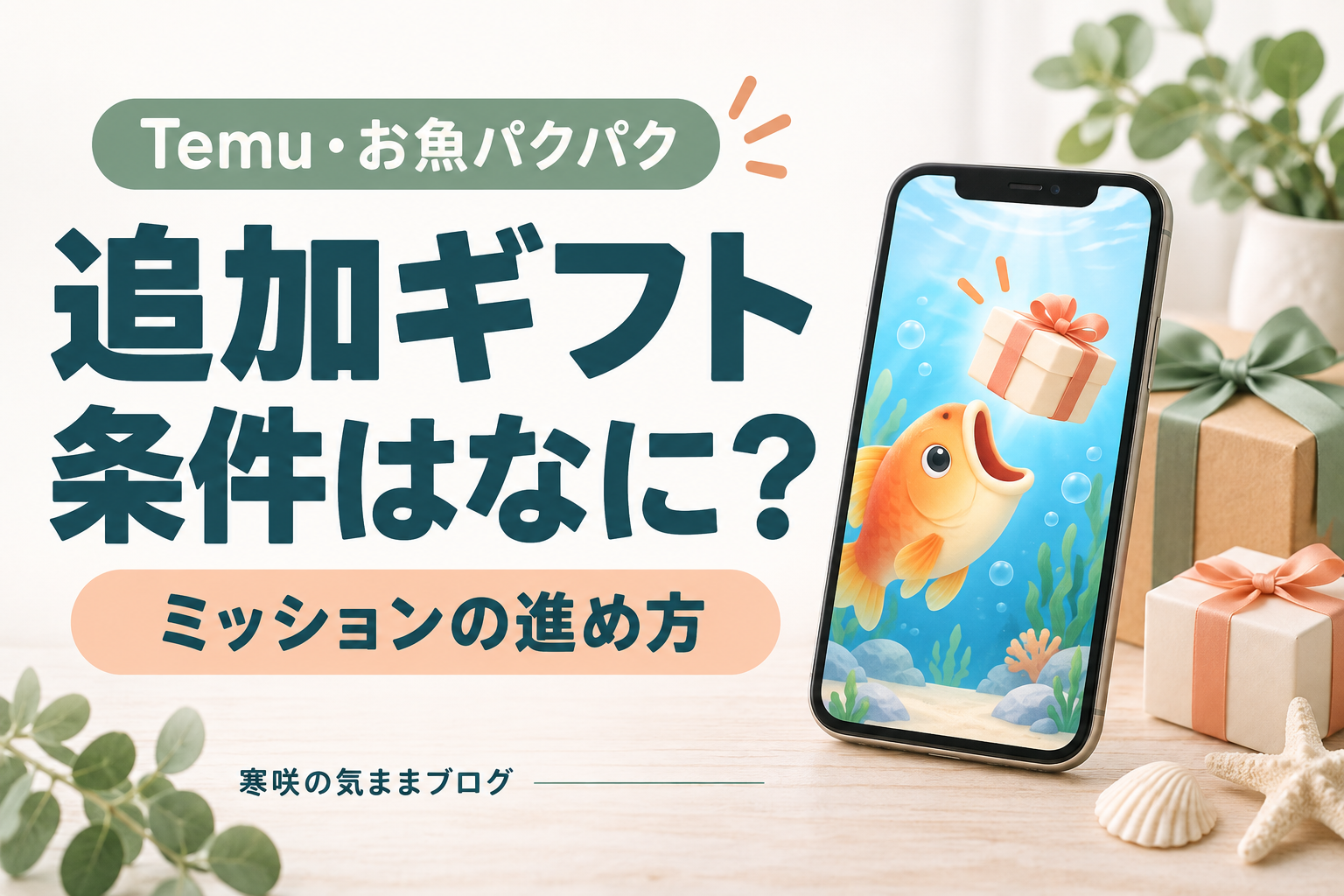 【Temu】お魚パクパクで追加ギフトをゲット！7日間連続ミッションのコツと裏技